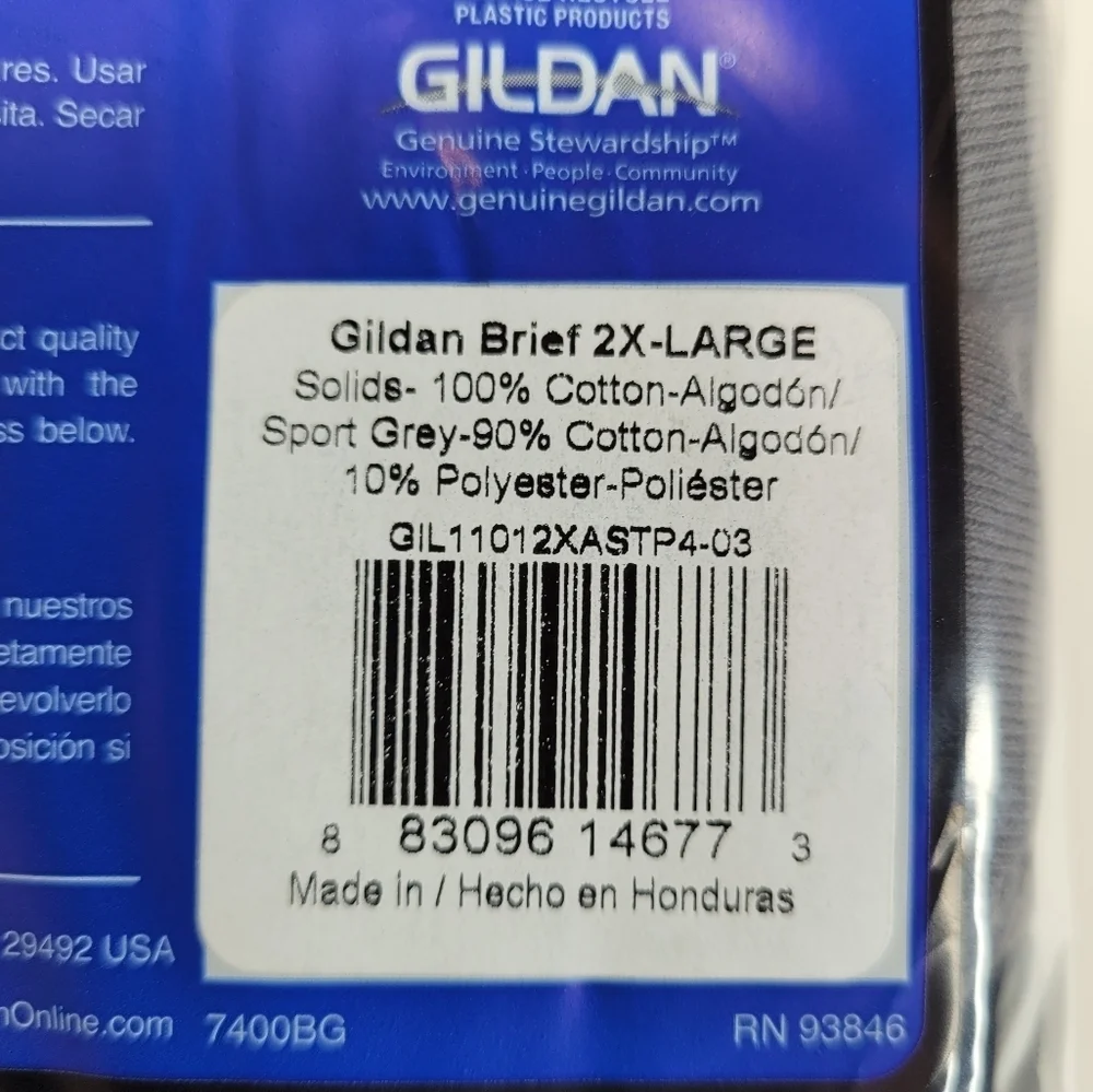 Gildan 4 Pack Premium Cotton Comfort Plush Waistband Briefs Size Men's 2XL NEW